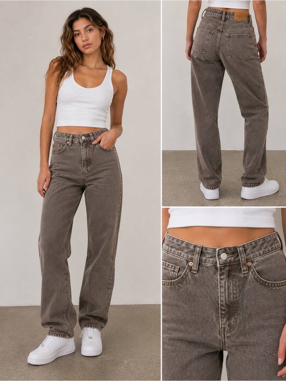 PacSun Pacific Sunwear Dad Jeans NWOT Size 24 High Rise Taupe Gray Brown Denim